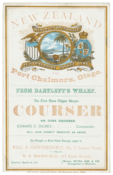  [CLIPPER SHIP CARD]. New Zealand Neal & Crown in Shield Aus...