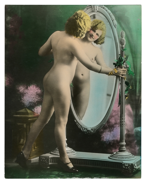  [EROTICA]. [PHOTOGRAPHY]. Group of Four Hand-Colored Later ...