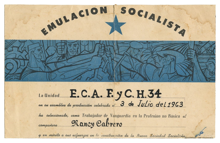  GUEVARA, Ernesto “Che” (1928-1967). Document Signed (“Che”)...