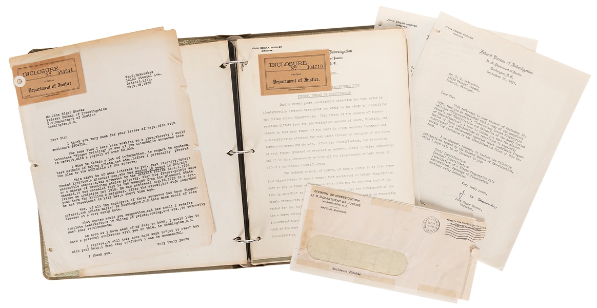  [HOOVER, J. Edgar (1895-1972)]. Letters and Documents Excha...