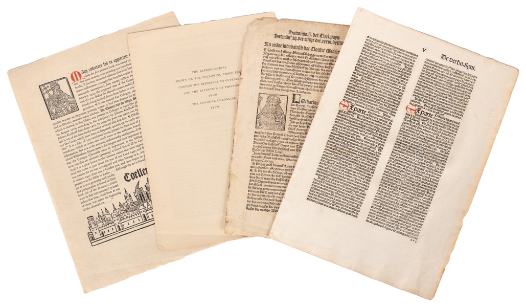  [INCUNABLE LEAVES]. Group of Seven Printed and One Manuscri...