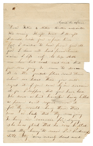  [LINCOLN, Abraham, 1809-1865, association]. Autograph Lette...