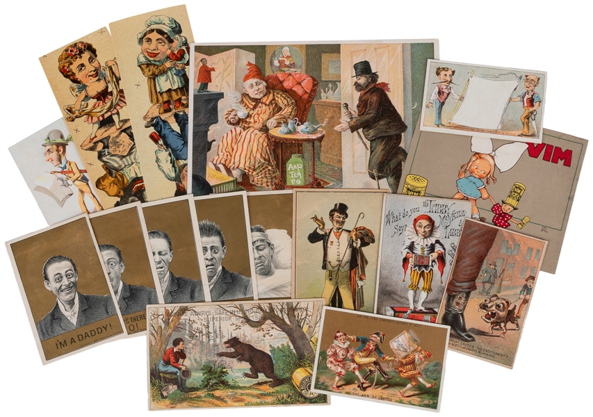  [LITHOGRAPHY]. [HUMOR]. Group of 68 Humorous Trade Cards. [...