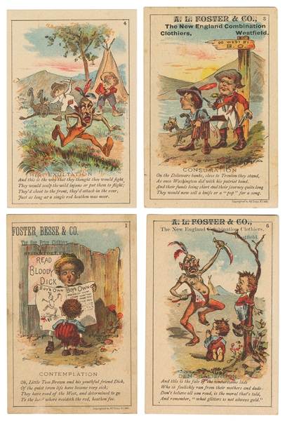  [LITHOGRAPHY]. [NATIVE AMERICANS]. Group of Four Gruesome T...