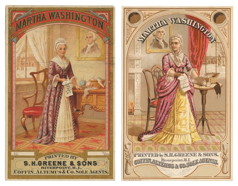  [LITHOGRAPHY]. Group of Two Fabric Labels for “Martha Washi...