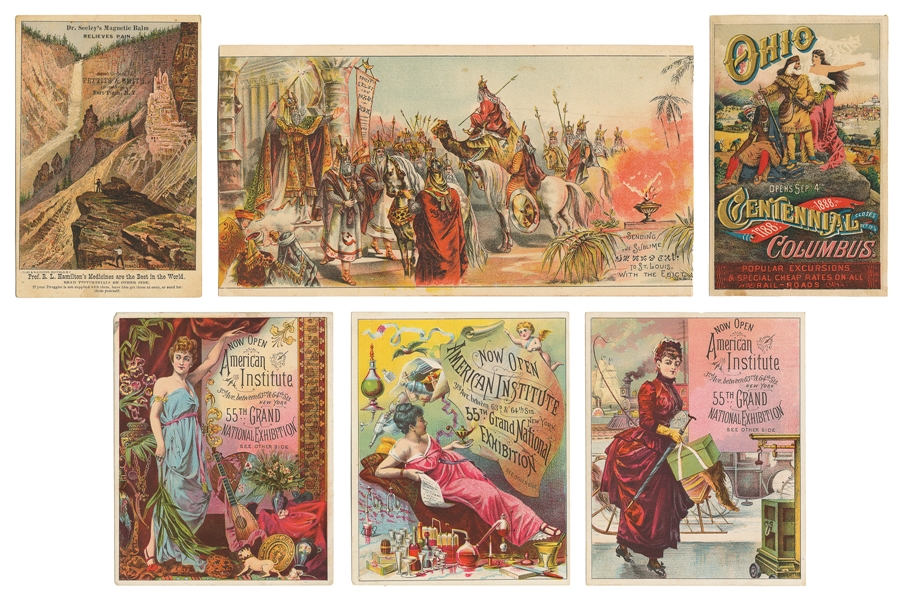  [LITHOGRAPHY]. Group of 45 Trade Cards for American Exhibit...