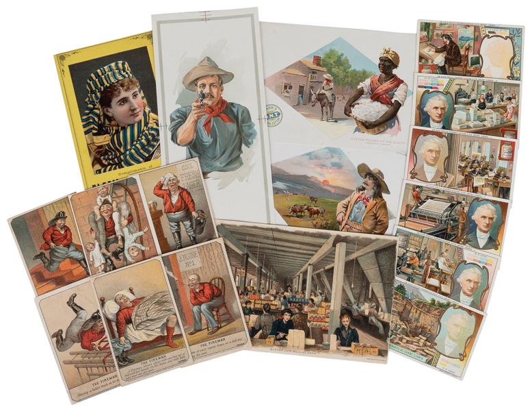  [LITHOGRAPHY]. Group of 56 Trade Cards Related to Various P...