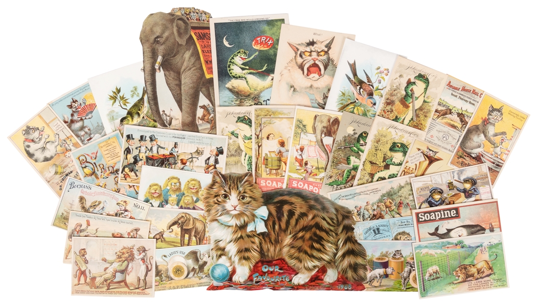  [LITHOGRAPHY]. A Huge Group of Nearly 110 Trade Cards Featu...