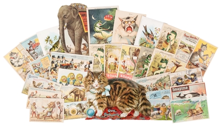  [LITHOGRAPHY]. A Huge Group of Nearly 110 Trade Cards Featu...