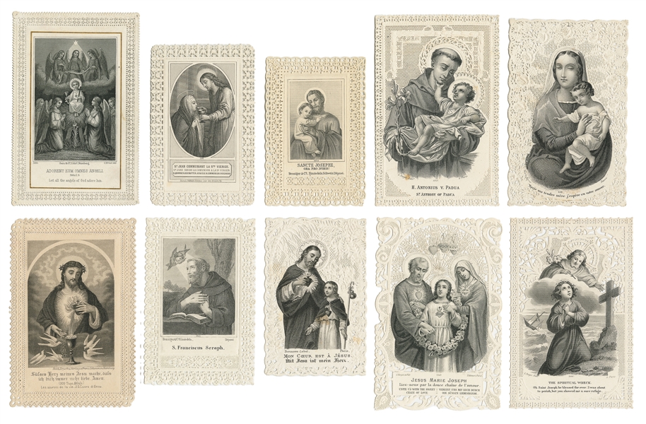  [LITHOGRAPHY]. [RELIGION]. Group of 12 Lace Embossed and Th...