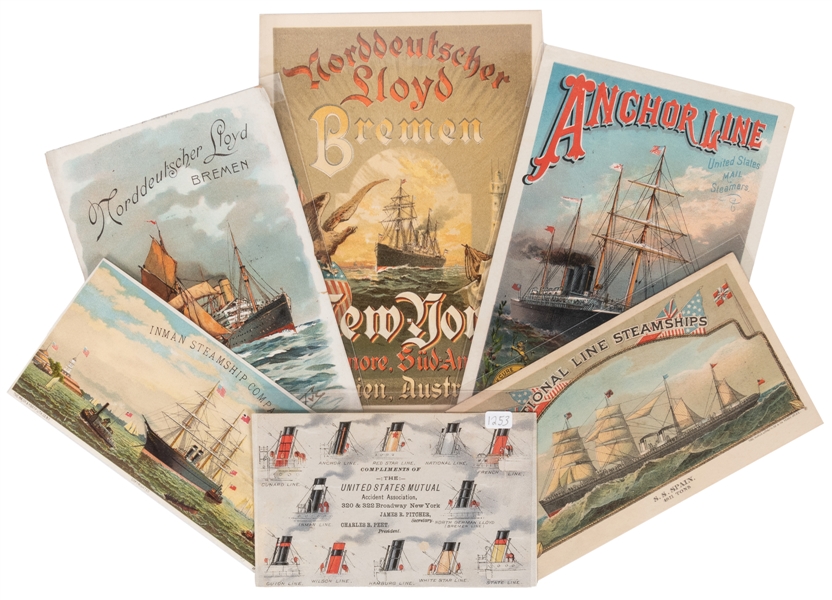  [LITHOGRAPHY]. Steamship Lines - 19th Century Menus and Tra...