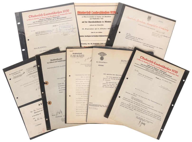  [NAZI SPORTING EVENTS]. Group of 18 Documents, Typed Letter...