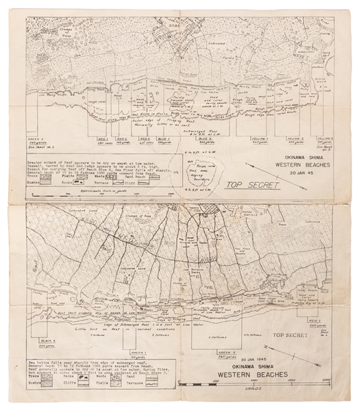  [WORLD WAR II – OKINAWA]. Okinawa Shima Western Beaches Top...