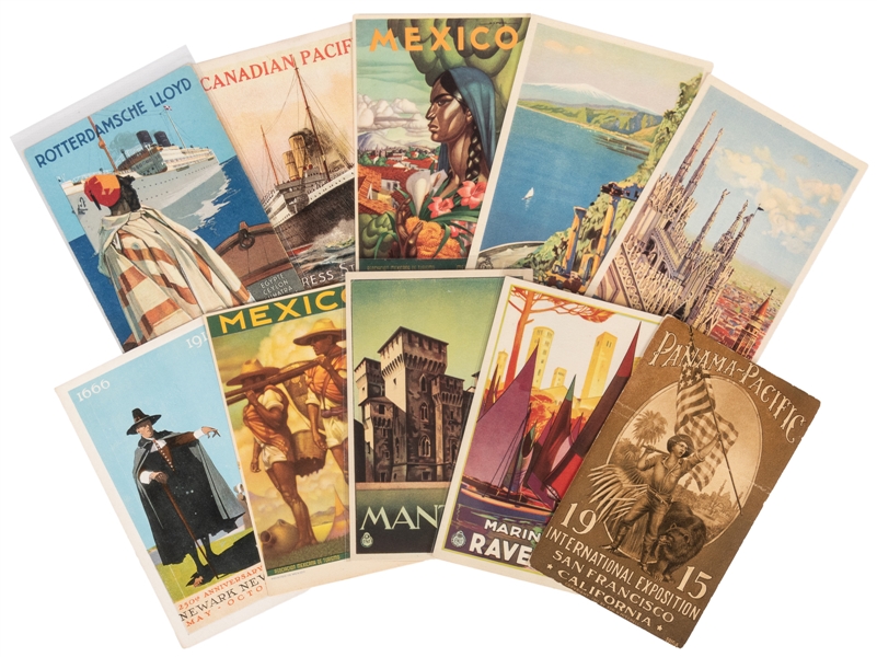  [POSTCARDS] Twenty-eight Tourist Travel Vintage Postcards. ...