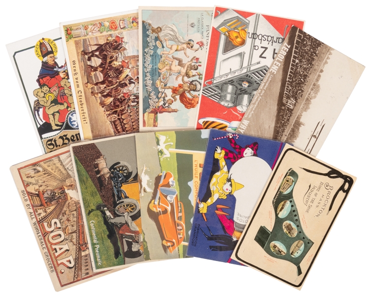  [POSTCARDS] Group of 37 Vintage Advertising Postcards. Vari...