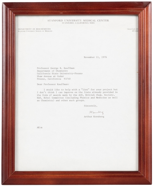  [SCIENCE]. Group of Three Typed Letters Signed by Award-Win...