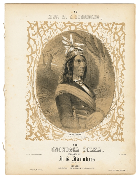  [SHEET MUSIC]. [NATIVE AMERICANS]. JACOBUS, J. S. To Miss M...