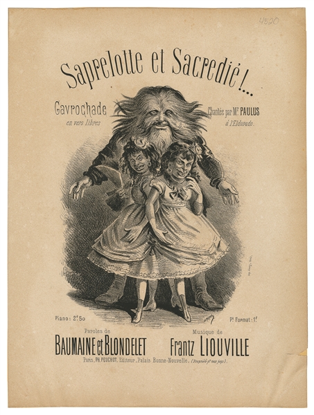  [SHEET MUSIC]. [SIDESHOWS]. Saprelotte et Sacredie!... Cavr...