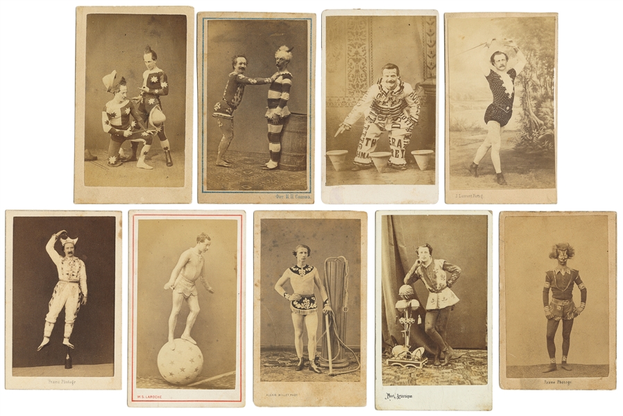  [ACROBATS]. Group of Nine CDV Port...