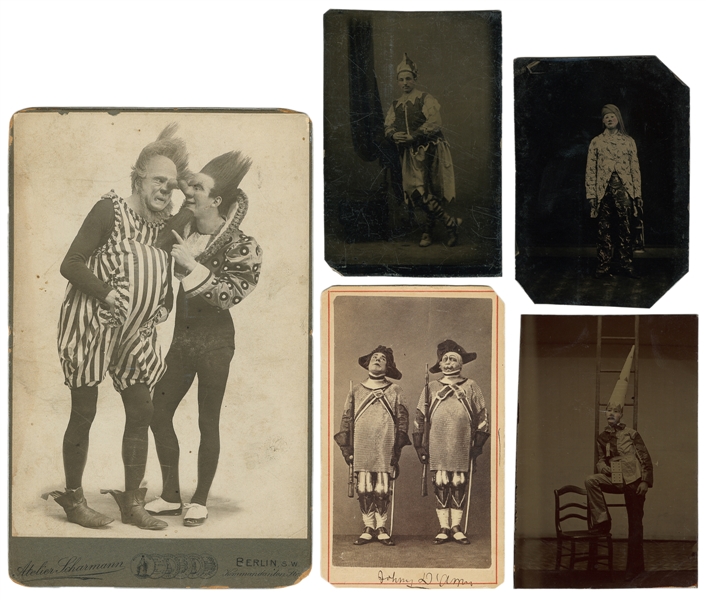  [CLOWNS]. Group of Three Tintype Portraits ...