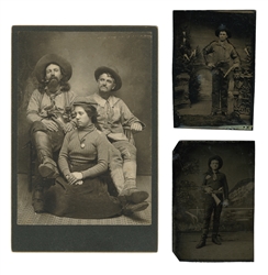  [COWBOYS/OUTLAWS]. Group of Two Tintype Por...