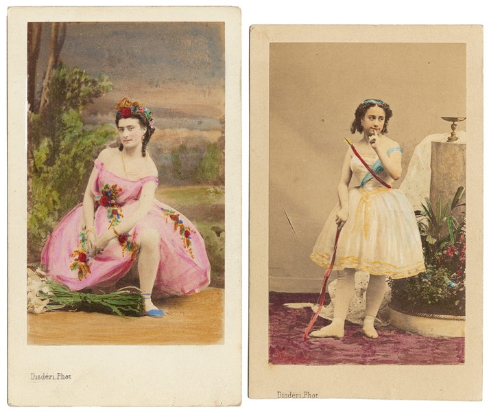  [THEATRE]. Group of Two Hand-Colored CDVs...