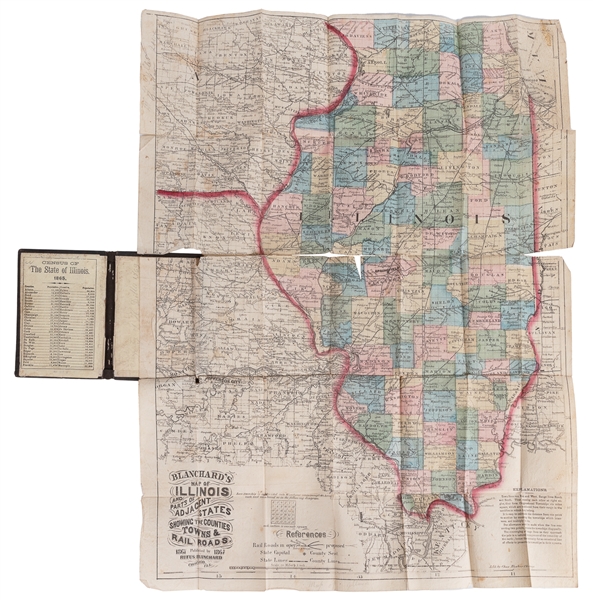  [CHICAGO]. Rare Pre-Fire Illinois Map: “Blanchard’s Map of ...