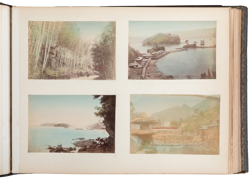  [JAPAN]. Group of 38 Tinted Real Photo Post Cards in a Beau...