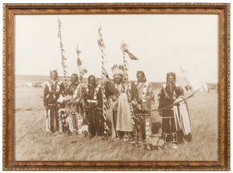  [NATIVE AMERICANS]. Large Photographic Print of Six Native ...