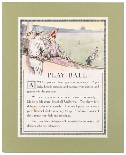  [BASEBALL]. Color Lithograph from a Large Sample Book for C...