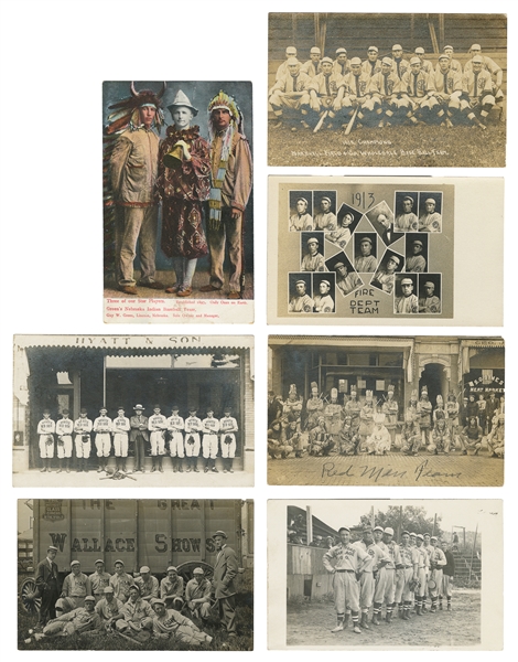  [BASEBALL]. Group of Six Real Photo Postcards and One Color...