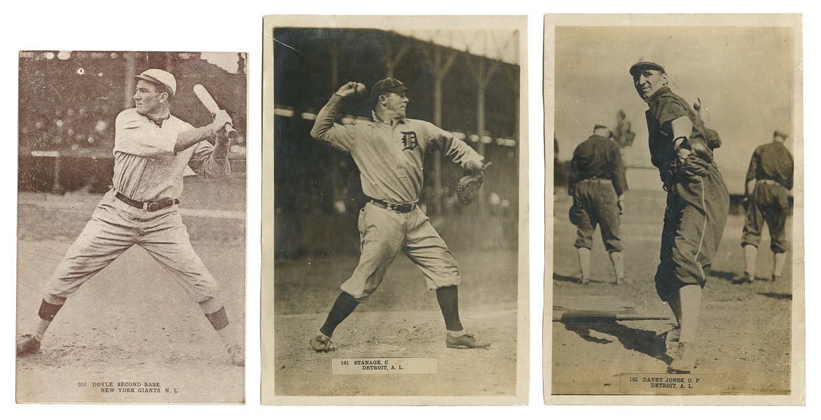  [BASEBALL]. Group of Three Pinkerton Tobacco Cards, One Bei...