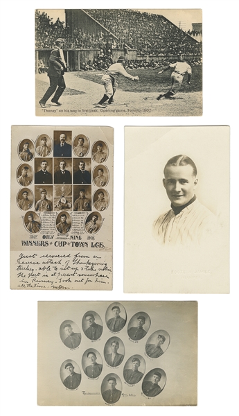  [BASEBALL]. Group of Three Real Photo Postcards and One Pos...