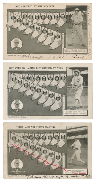  [BASEBALL]. Group of Three 1907 Championship Chicago White ...