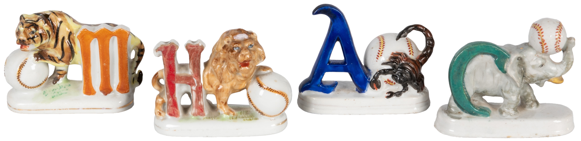  [BASEBALL]. Group of Four Ceramic Souvenir Ornaments for Cu...