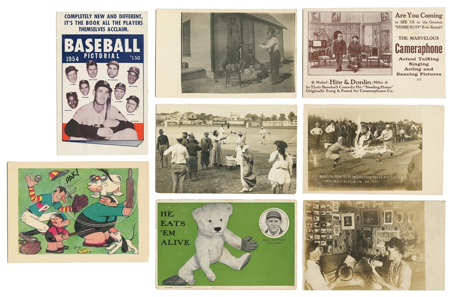  [BASEBALL]. Group of Four Real Photo Postcards and Four Pos...