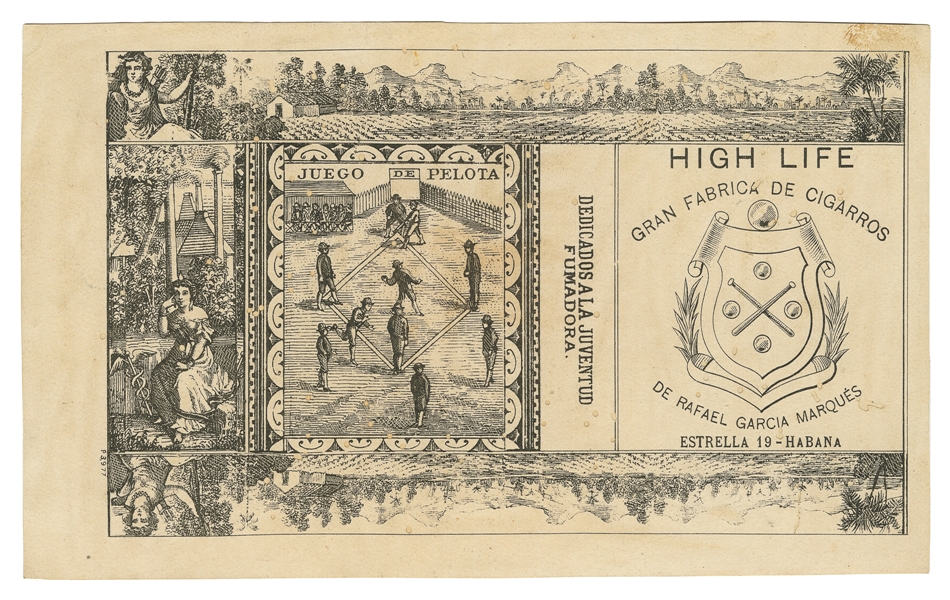  [BASEBALL]. “High Life Gran Fabrica de Cigarros” Cuban ciga...