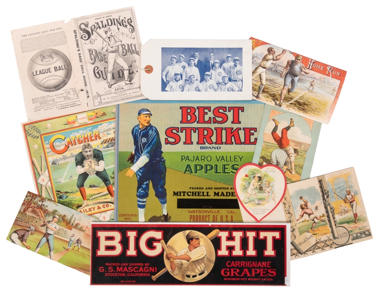  [BASEBALL]. Group of 11 Trade Cards, Labels, or Cards. [V.p...