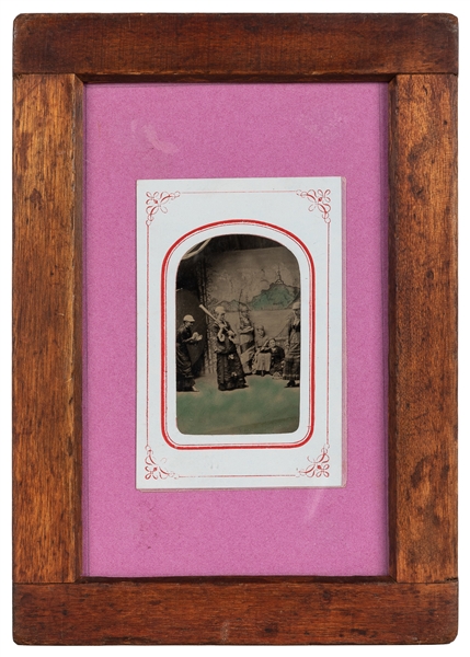  [BASEBALL]. Original Tinted Tintype of a Women’s Baseball T...