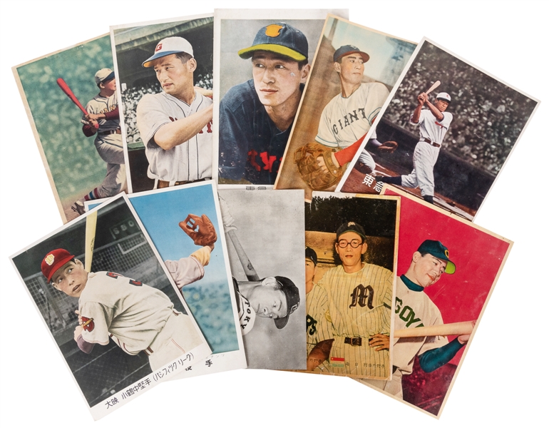  [JAPANESE BASEBALL]. Group of Ten Bromide Prints of Japanes...