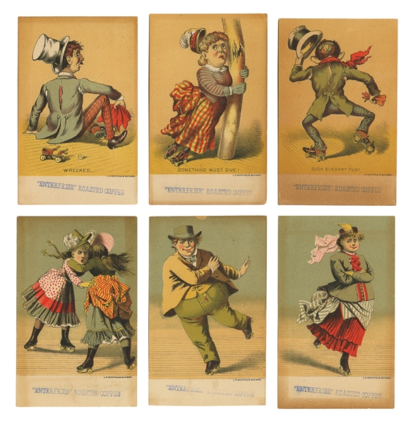  [ROLLER-SKATING]. Group of 11 Trade Cards. [V.p., ca. 19th ...