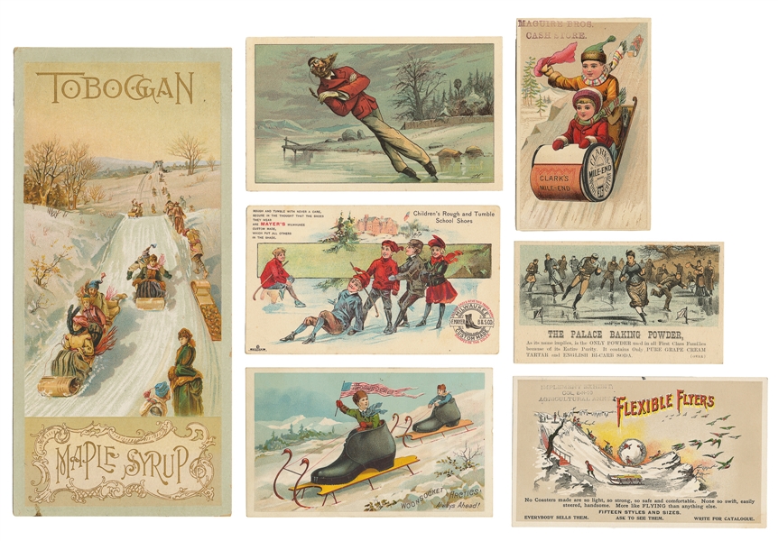  [WINTER SPORTS]. Group of 13 Trade Cards. [V.p., ca. 19th c...