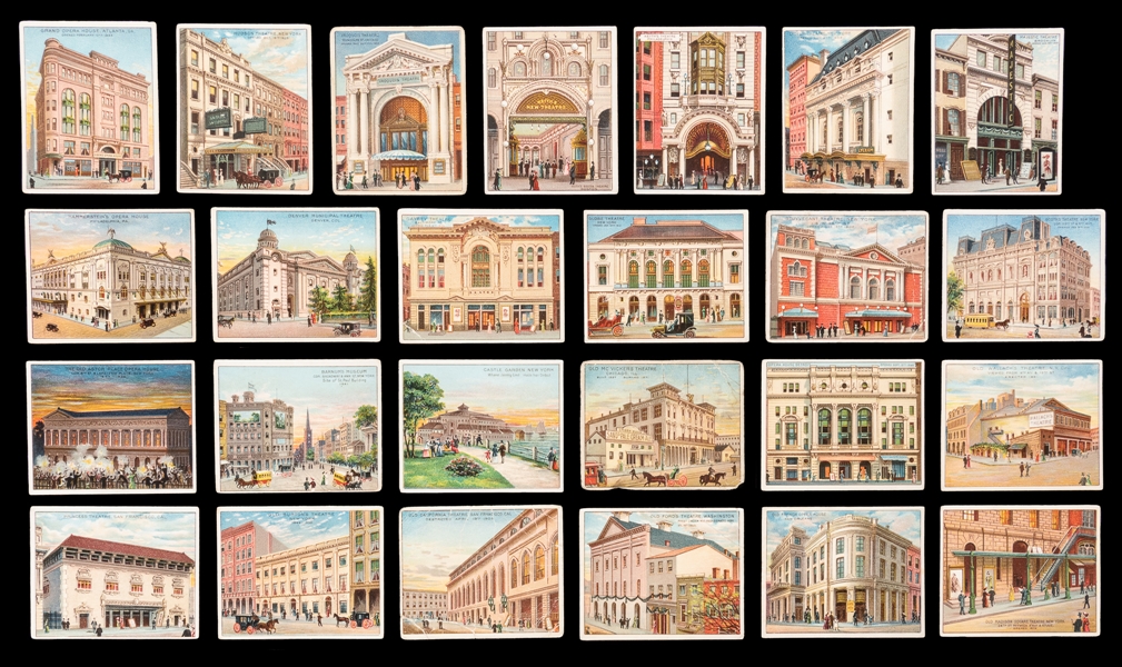  [CIGARETTE CARDS]. A Group of 48 “Theatres Old and New Seri...