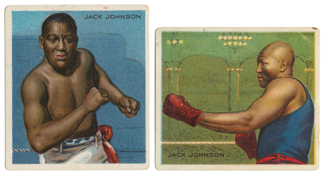  [CIGARETTE CARDS]. JOHNSON, Jack (1878-1946). A Pair of Rar...