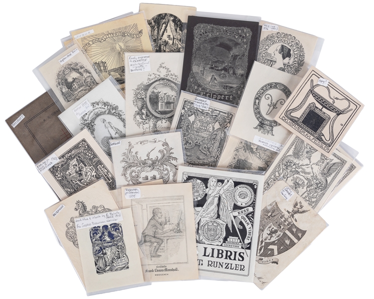  [BOOKPLATES]. A Large Archive of Nearly 400 Bookplates. [Ma...