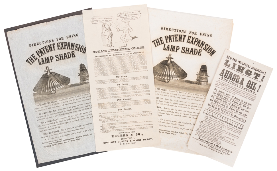  [LIGHTING]. A Group of Four Nineteenth-Century Advertising ...