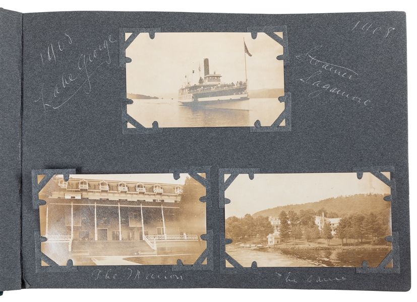  [NEW YORK STATE]. Scrapbook of photographs of Lake George a...