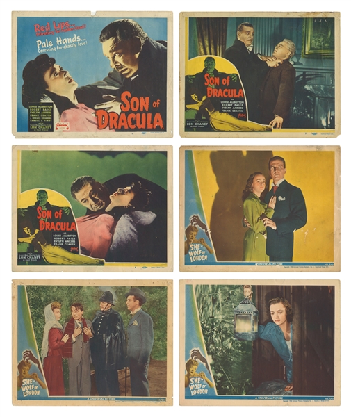  Son of Dracula / She-Wolf of London. Group of Six Color Lob...