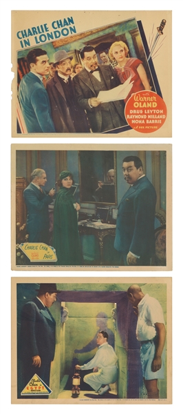  [CHARLIE CHAN]. Three Color Lobby Cards for Charlie Chan Fi...
