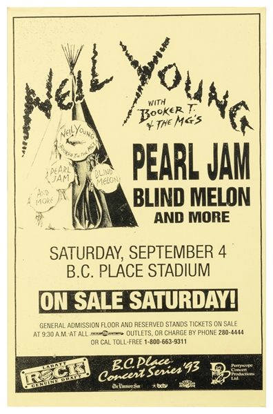  Neil Young, Pearl Jam and Booker T. and the MG’s Concert Po...